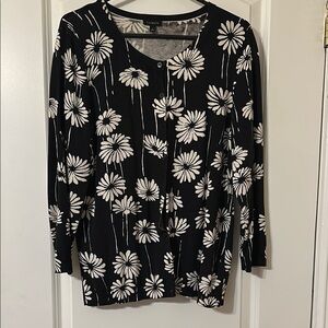 TALBOTS DAISY Black and White Button Sweater L